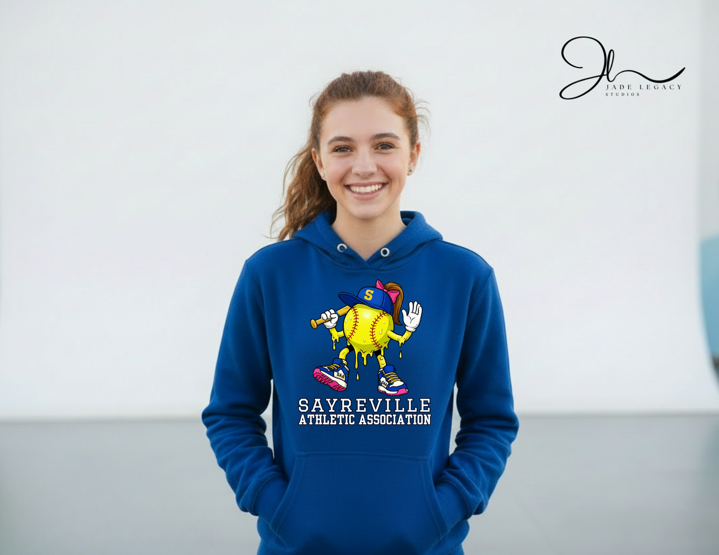 SAA Softball Drip Hoodie (Brunette Hair)