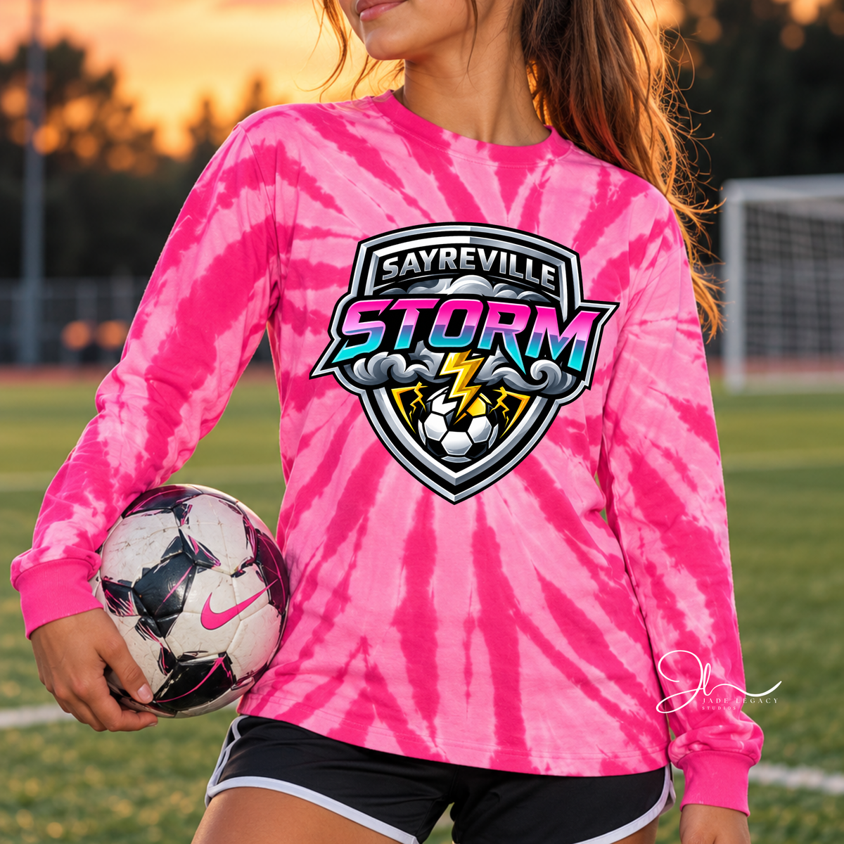 Sayreville Storm Pink Tie-Dye Long Sleeve Tee